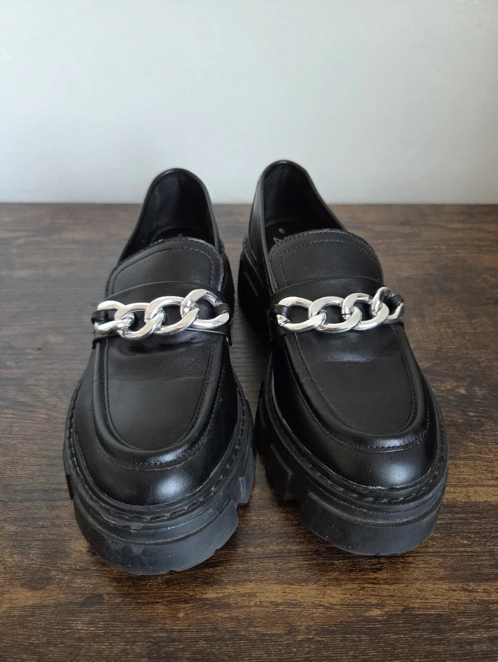 Nobo Chunky Loafers Black Faux Leather Platform Bratz 90s Y2K Style Shoe Women 6